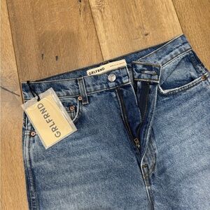 GRLFRND Light Blue and Tan Denim Jeans